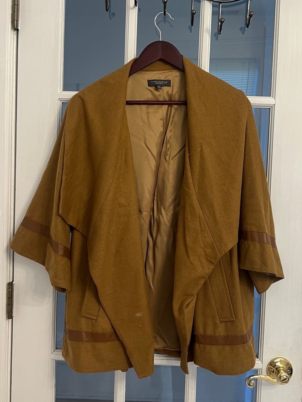 WAVERLY GREY Women's Cognac Open Front Draped Jacket Kimono Sleeved Blazer